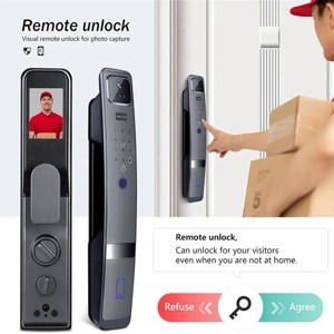 3D Face Smart Door Lock, Smart Locks for Front Door, Keyless Entry Door Outdoor Digital Fingerprint Biometric Lock with Security Camera Door Lock with Code and App Control, Smart Lock